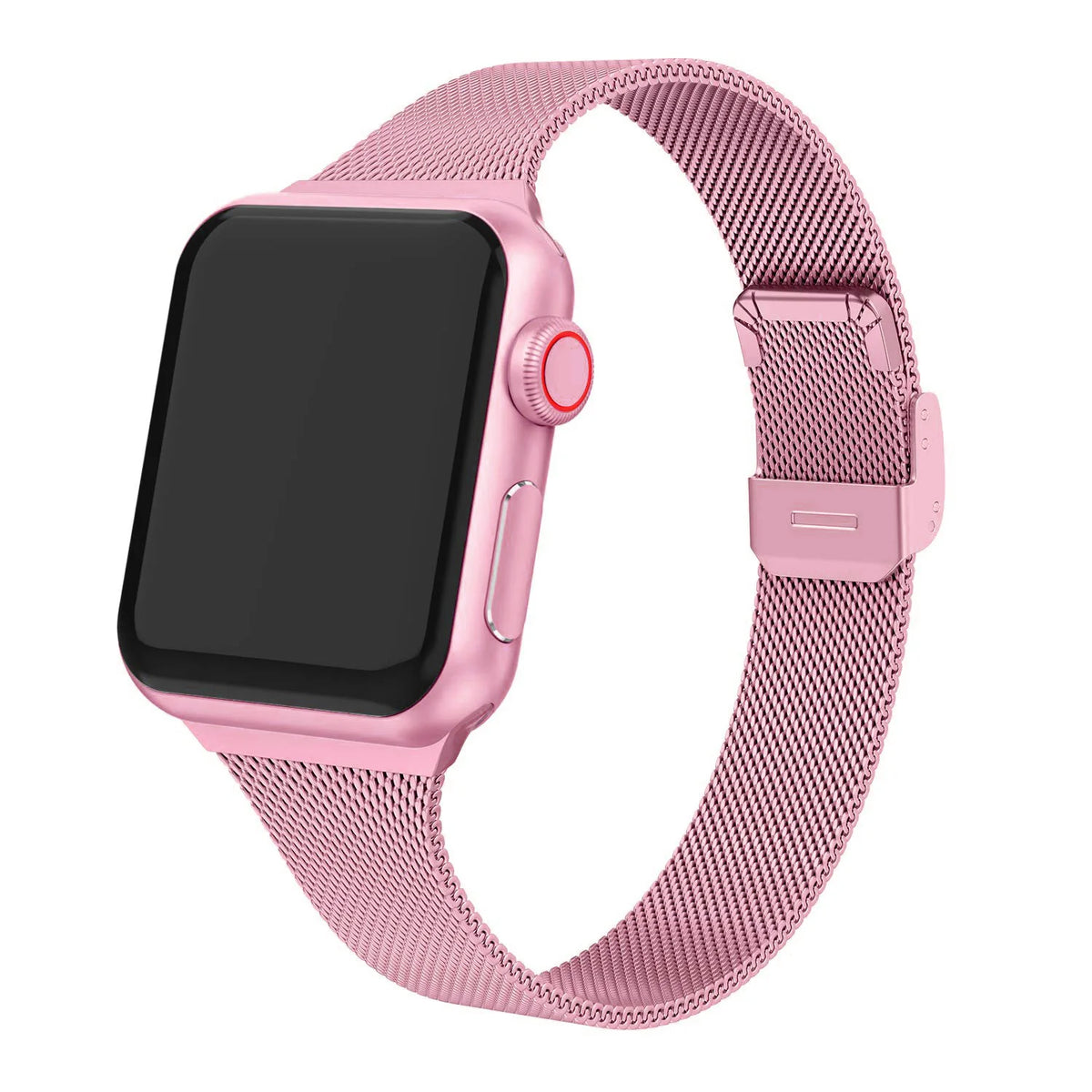 Milanese Mesh Apple Watch Band with Sliding Clasp in Pink