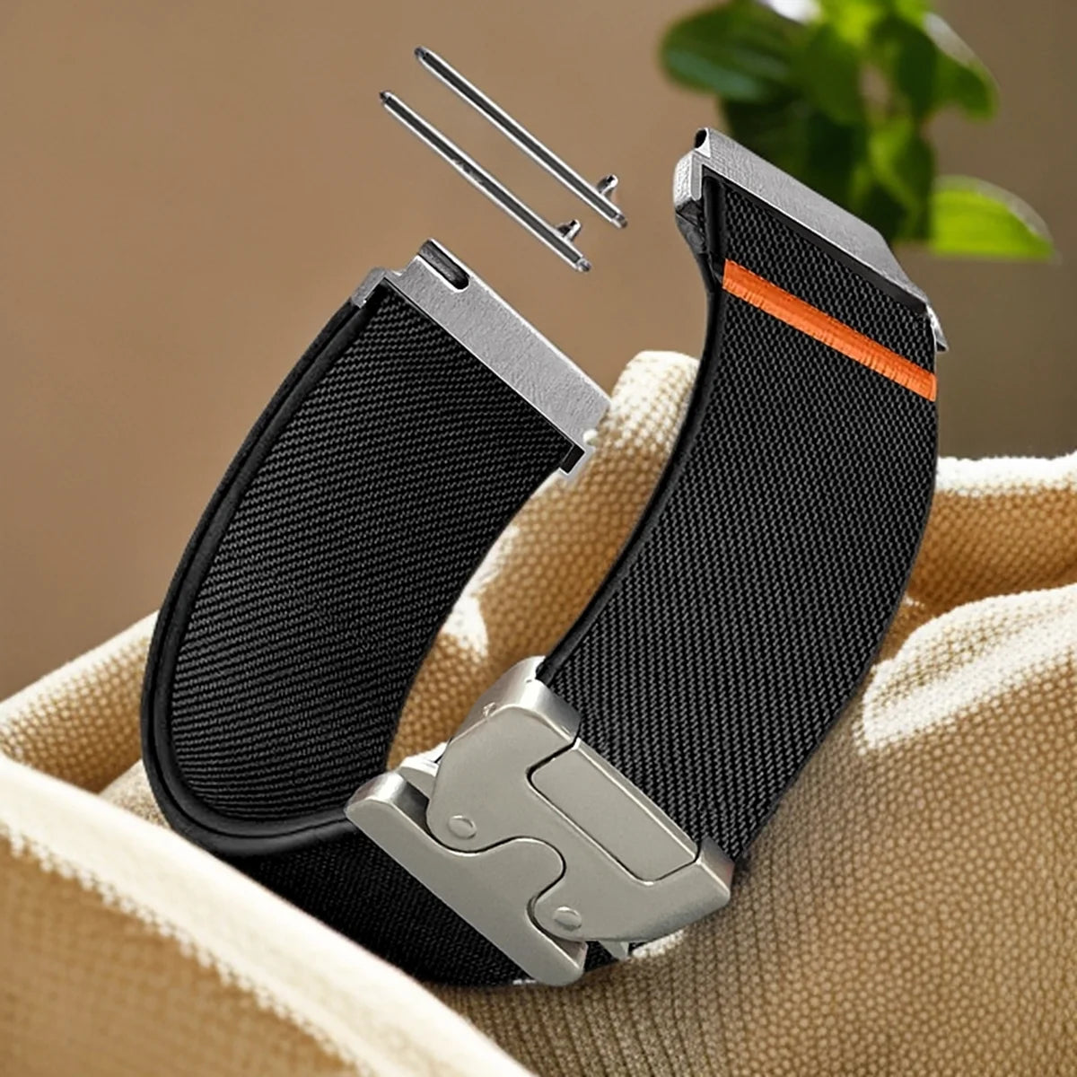 COROS Elastic Nylon Watch Band with Metal Clasp - Black
