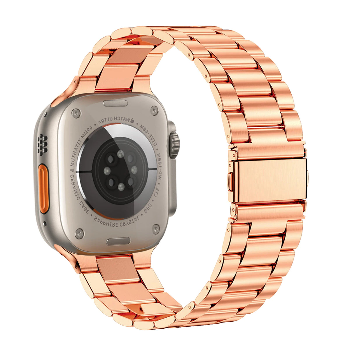 Three-Link Stainless Steel Apple Watch Bracelet Band in Rose Gold / Band Only