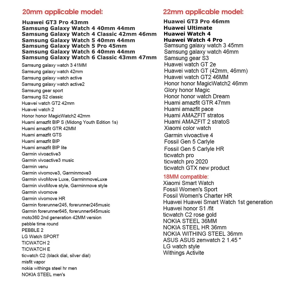 Garmin Leopard Print Silicone Band — compatibility list