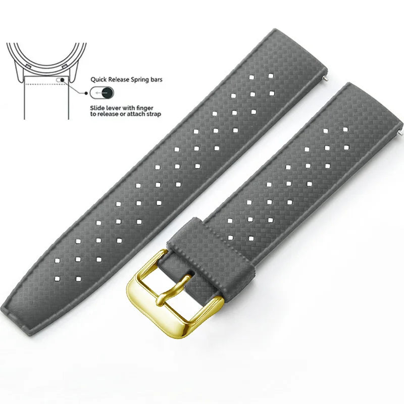 Tropic Silicone Band for Polar – Gray / Gold Buckle (Option 3)