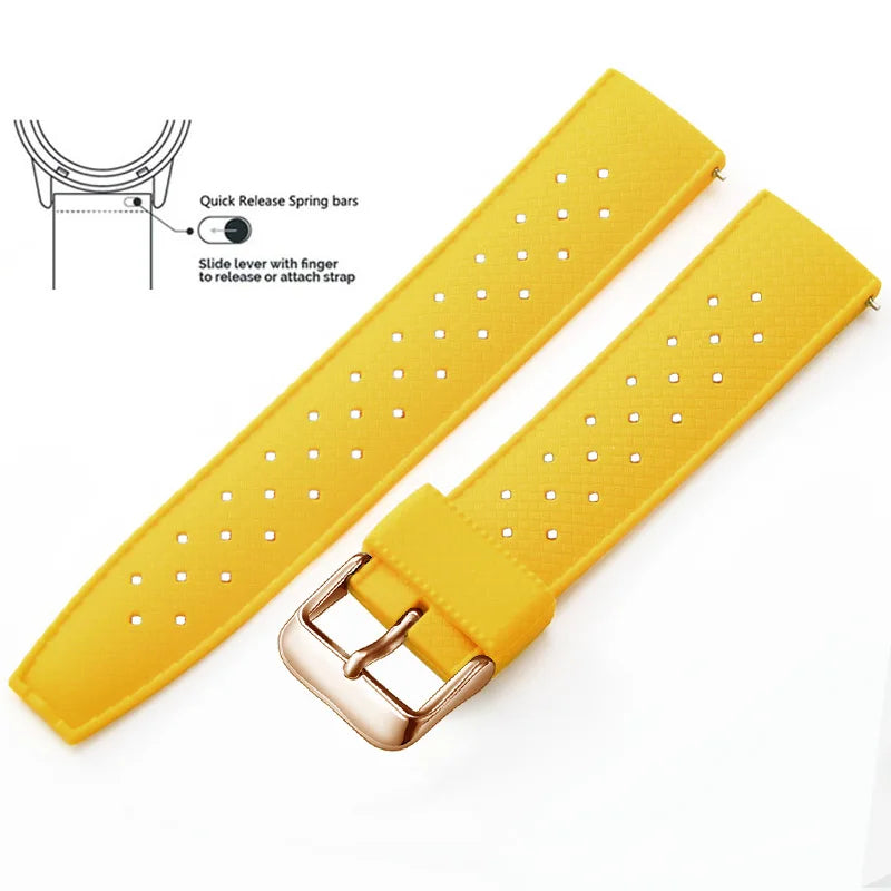 Tropic Silicone Band for Motorola Moto — Yellow / Rose Gold Buckle (Option 2)