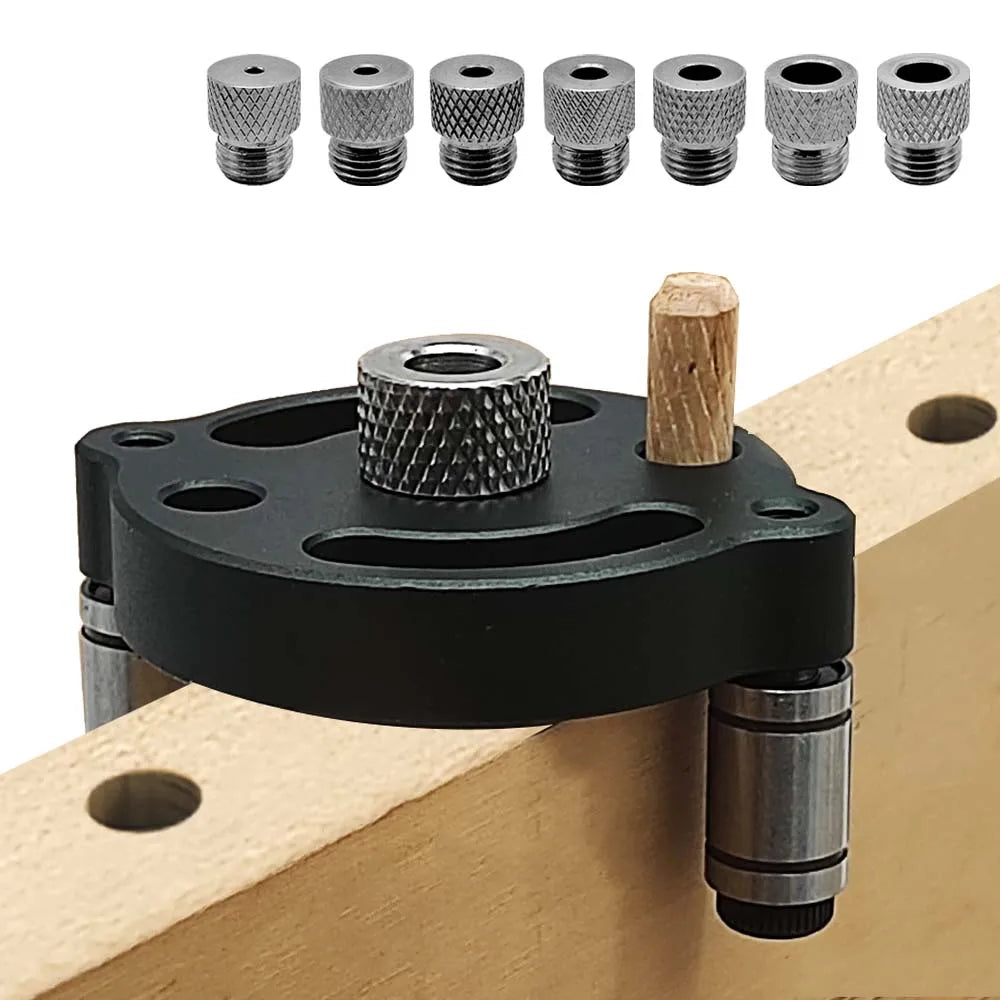 Self-Centering Dowel Jig, Handheld Drill Guide with Bushings