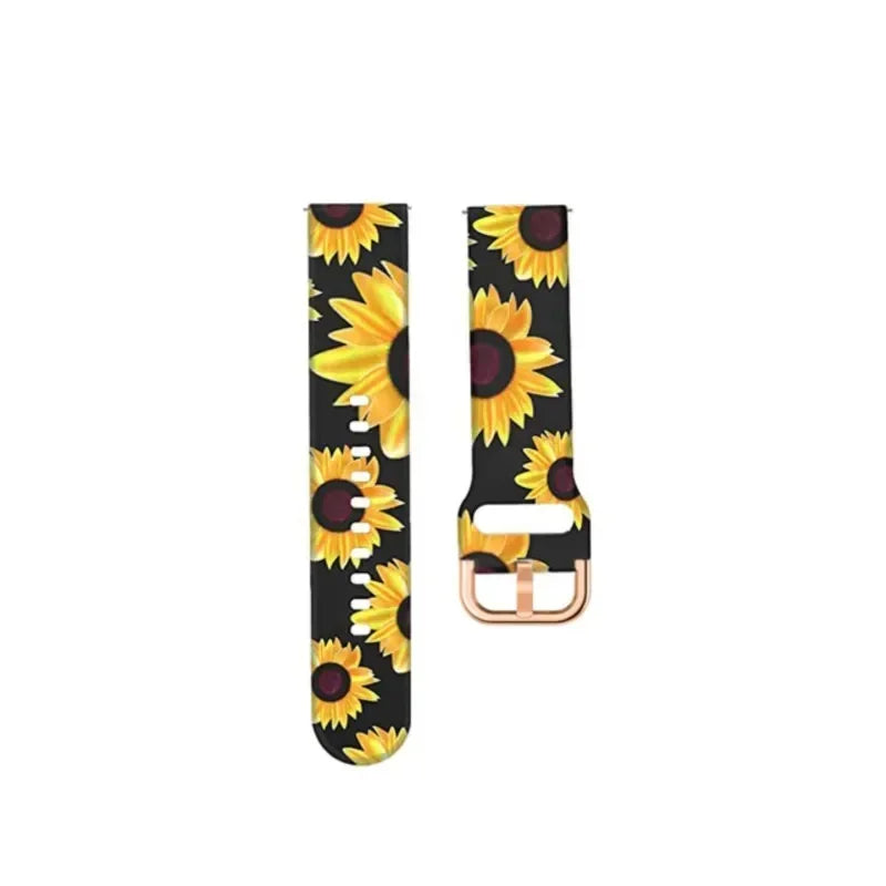 Garmin Printed Silicone Band in Black Sunflower
