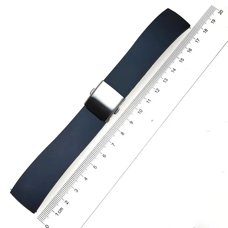 Silicone strap alongside a ruler