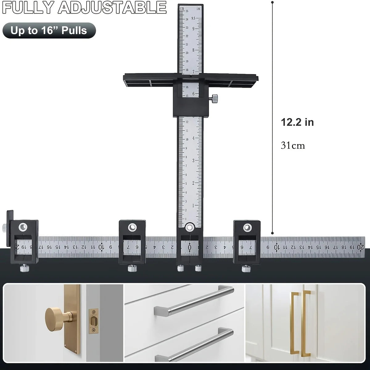 Adjustable Cabinet Hardware Jig for Knobs & Pulls
