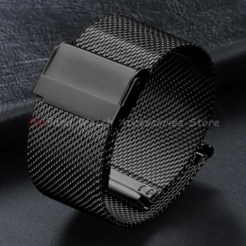 Milanese Mesh Sliding Clasp Band in Black