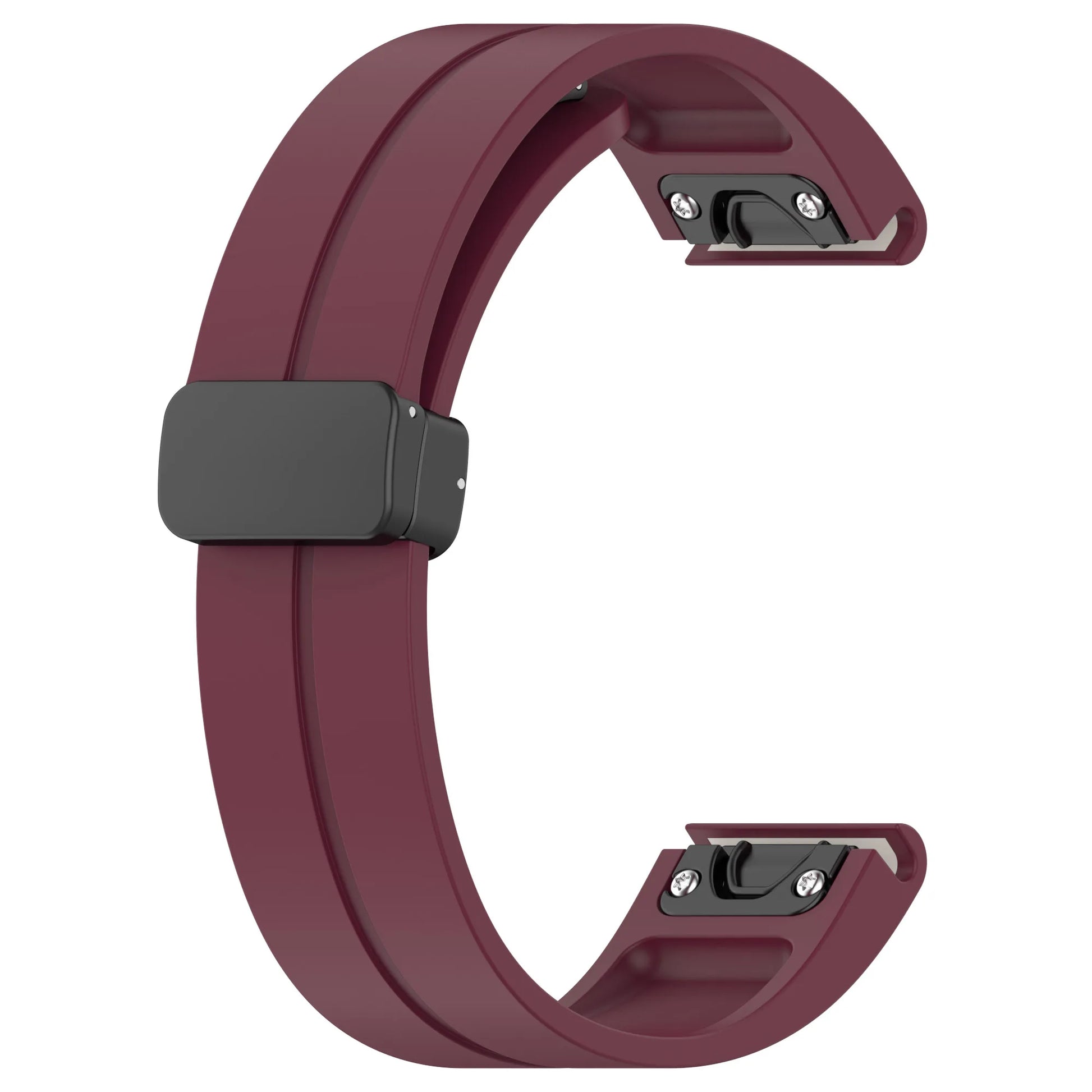 Garmin silicone strap in maroon color, a durable and comfortable replacement band for smartwatches.