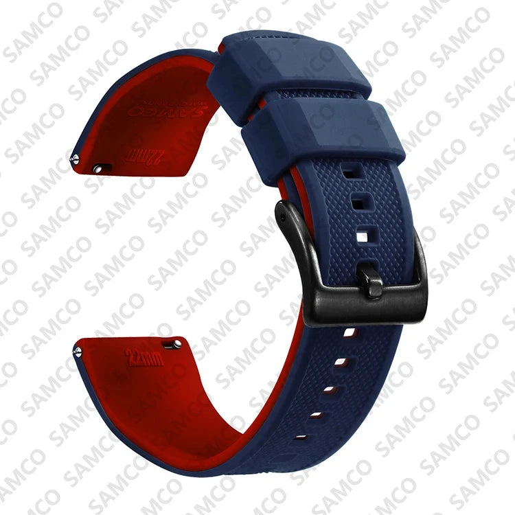 Motorola Moto Textured Silicone Band with Buckle Choices — Navy / Red / Black Buckle