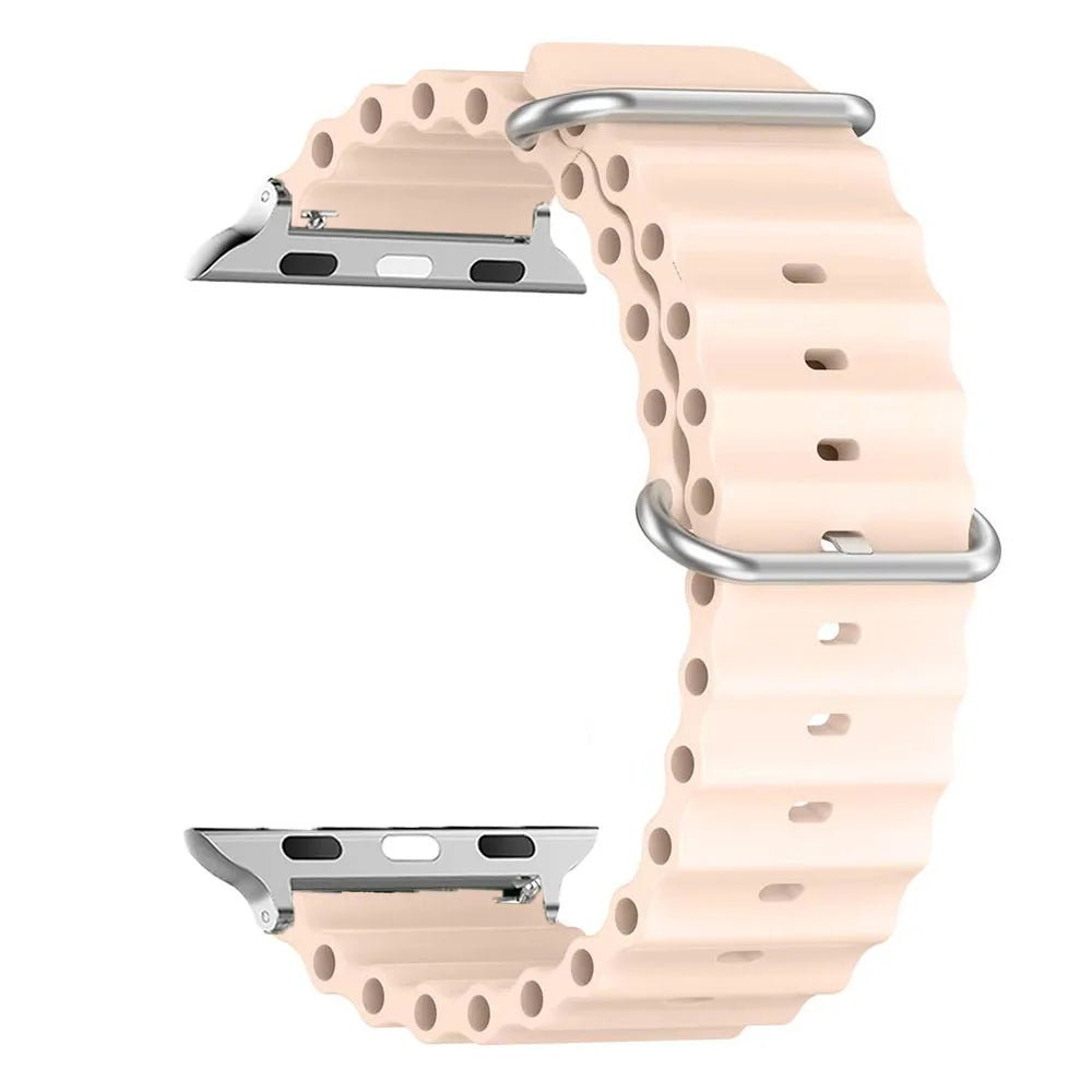 Ribbed Silicone Apple Watch Band - Solid & Two-Tone in Peach