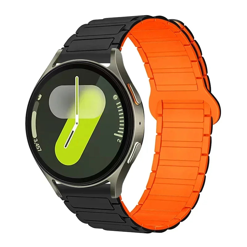 Polar Ribbed Magnetic Silicone Loop Band — Black / Orange