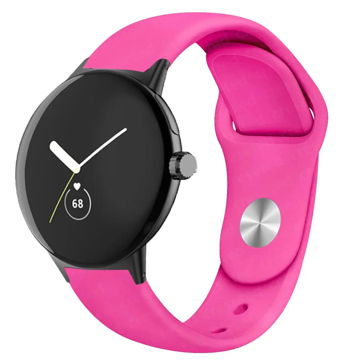 Round Stud Silicone Google Pixel Watch Band in Hot Pink