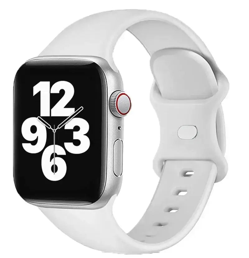White classic silicone Apple Watch sport band