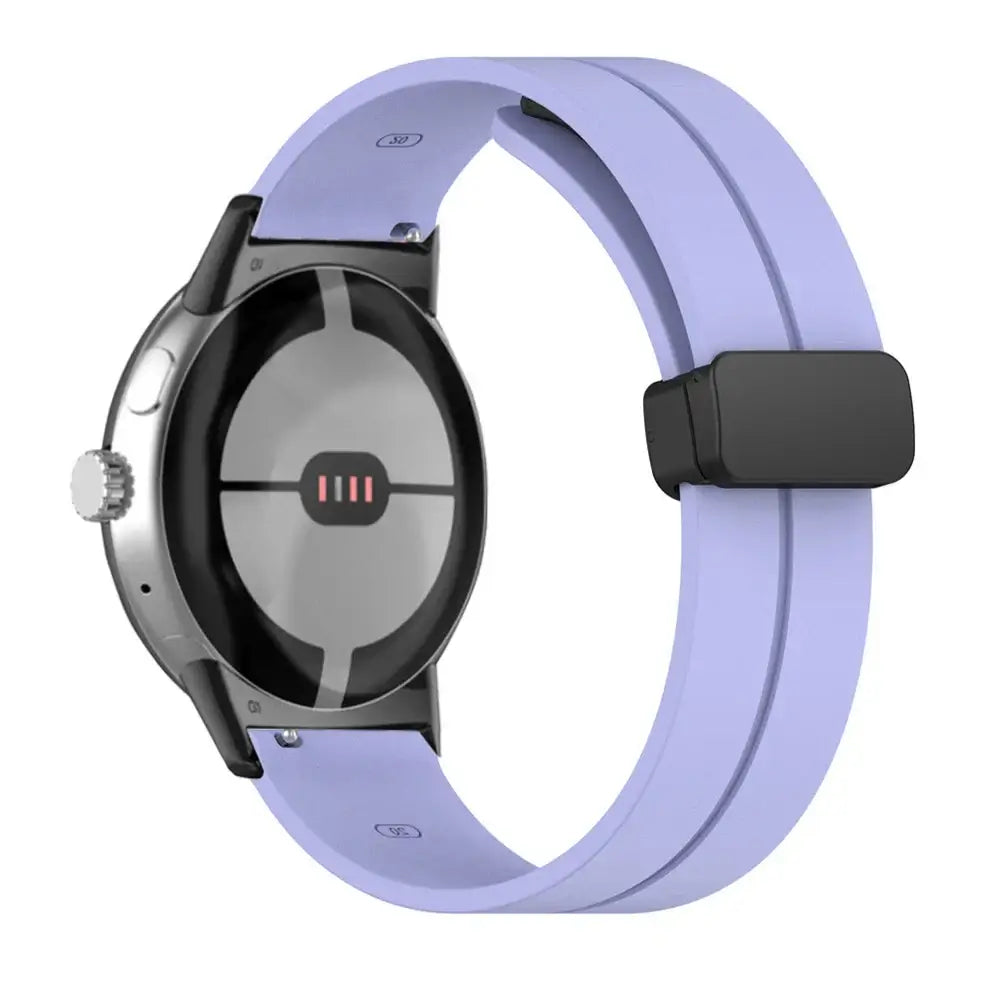Magnetic Folding Clasp Silicone Google Pixel Watch Band in Periwinkle / Black
