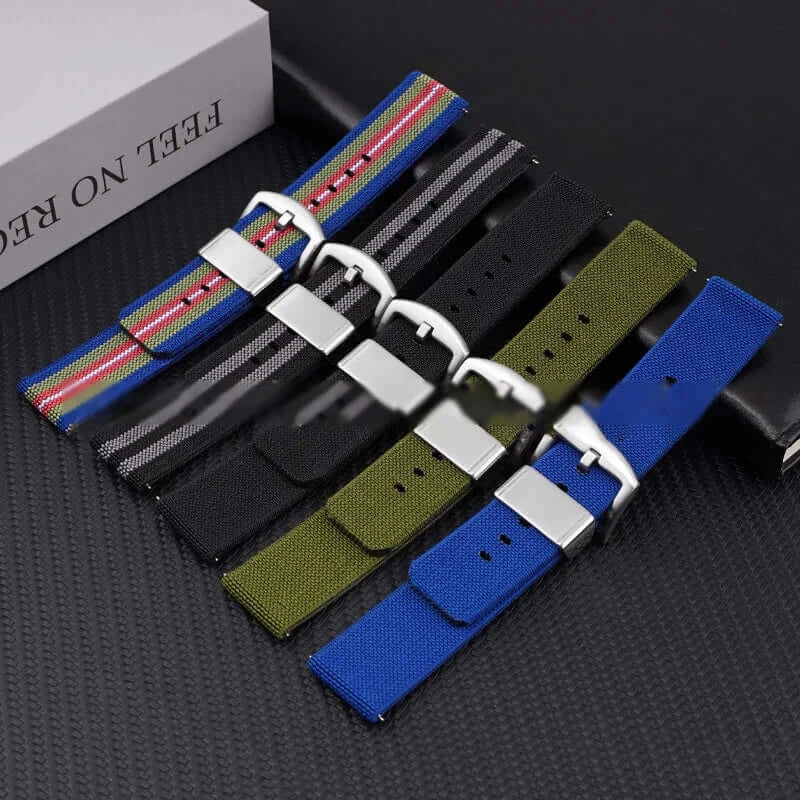 Solid and striped nylon strap selection