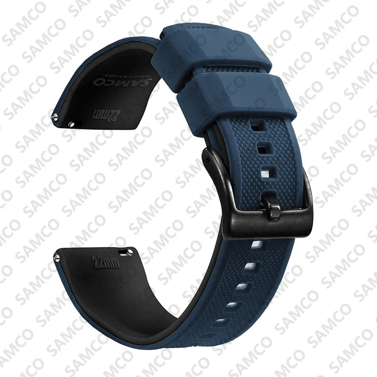 COROS Textured Silicone Watch Band with Buckle Choices - Navy / Black - Black Buckle