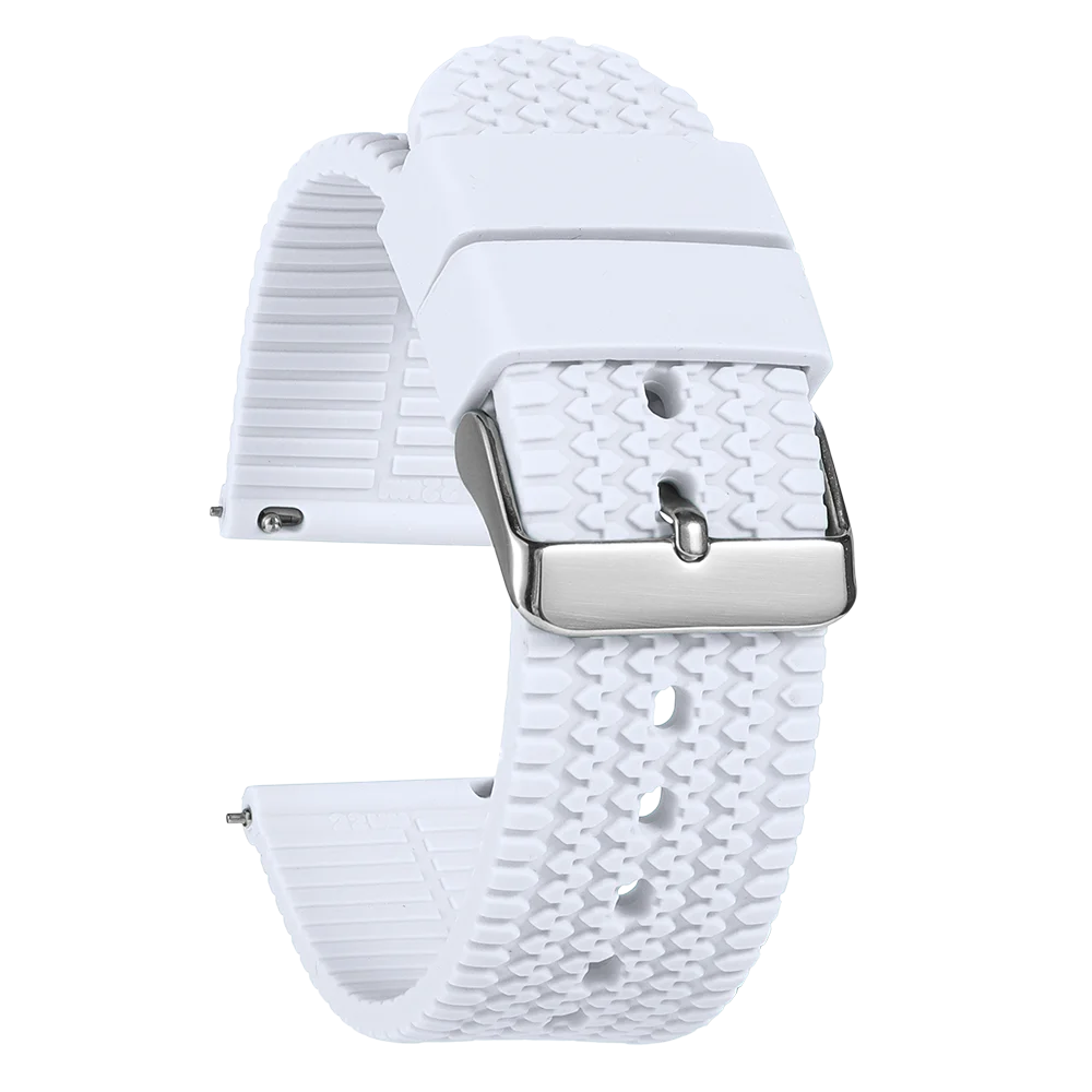 Tread Pattern Silicone Band in White