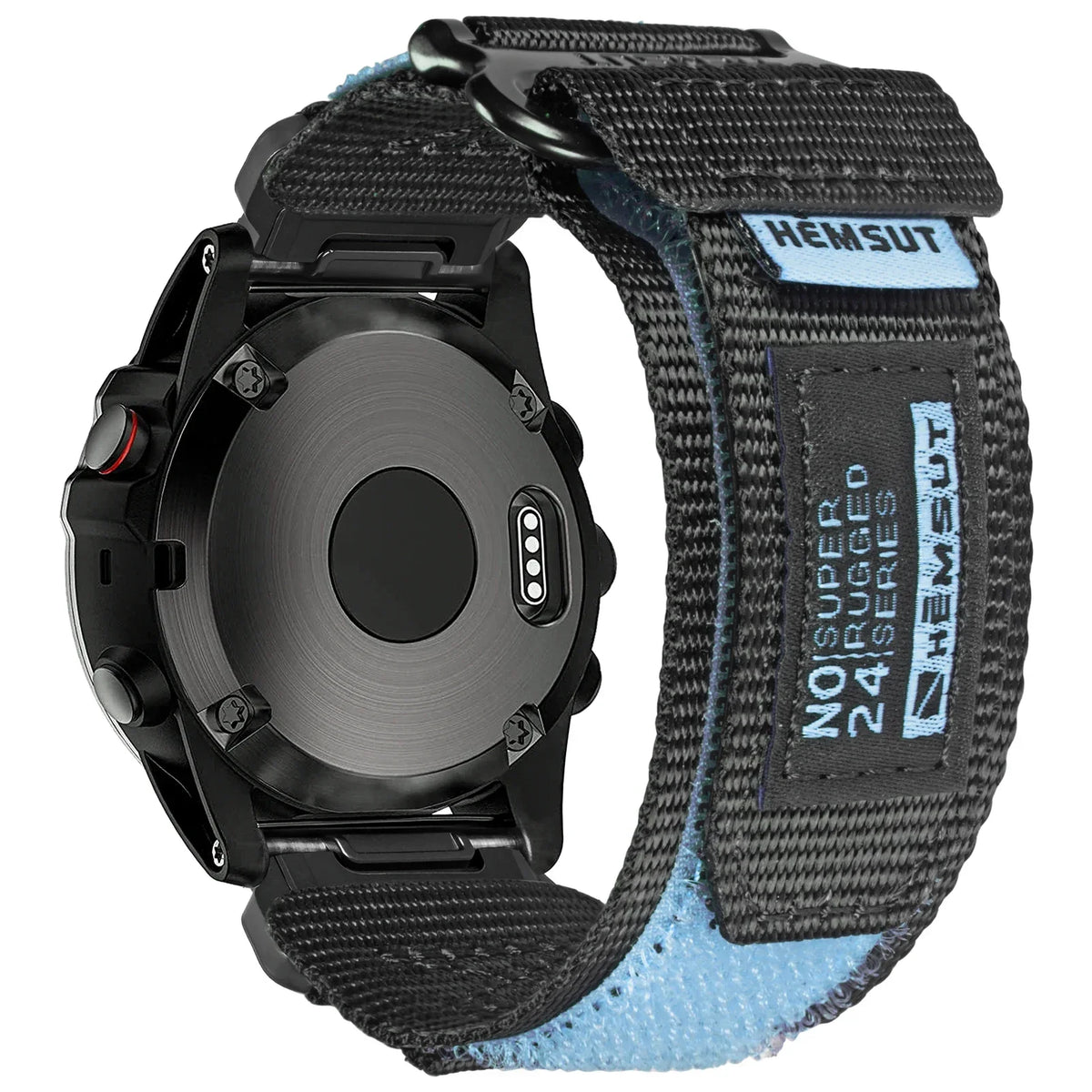 Garmin 26mm Nylon Band with Contrast Trim in Black / Sky Blue