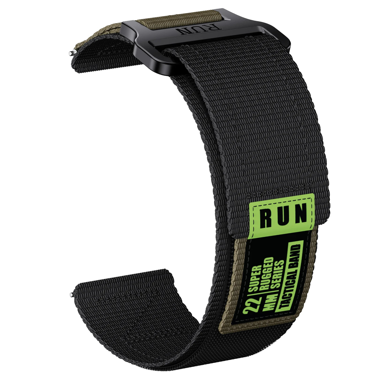 COROS Nylon Hook-and-Loop Band with Label Detail – Black / Olive Accent