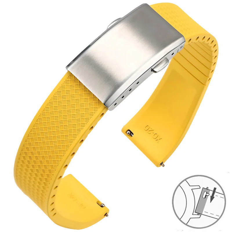 Garmin FKM Rubber Band in Yellow with Silver Clasp