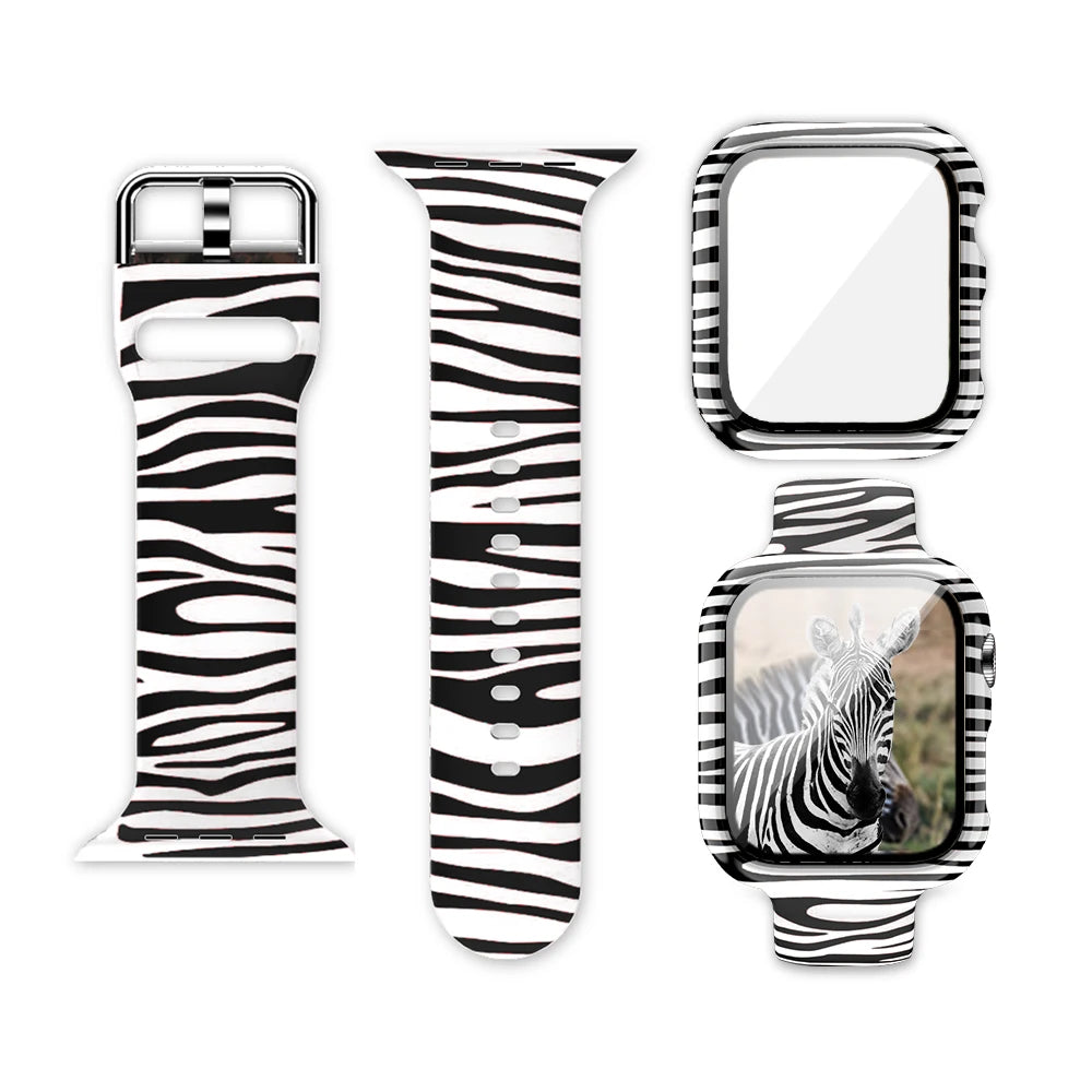 Apple Watch silicone strap with unique zebra print design for a stylish daily accessory.