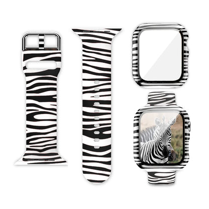 Apple Watch silicone strap with unique zebra print design for a stylish daily accessory.