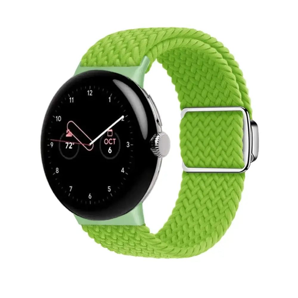 Stretch Braided Google Pixel Watch Loop with Metal Slider in Lime Green
