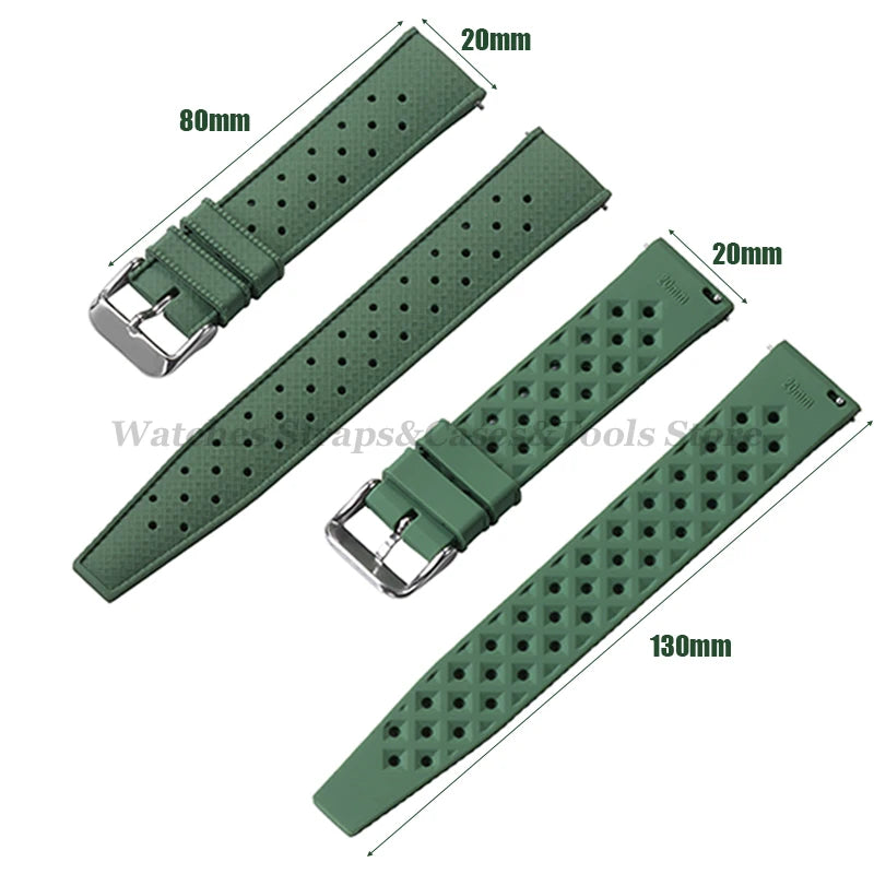 Garmin 18/20/22mm Quick Release Tropic-Style Silicone Band — strap dimensions