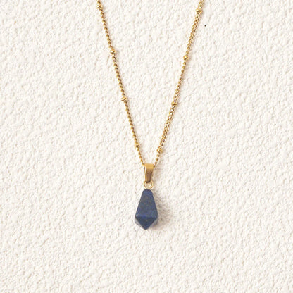 Lapis lazuli drop pendant necklace, gold-tone stainless steel