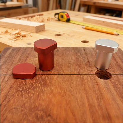 Bench dogs used as a stop on a workbench