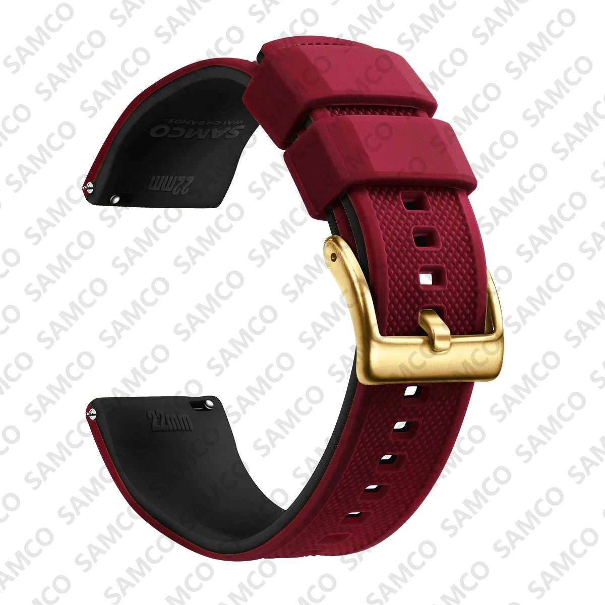 OnePlus Watch Band Quick Release Silicone Strap Sweat Resistant Black side view with golden buckle and flexible design.