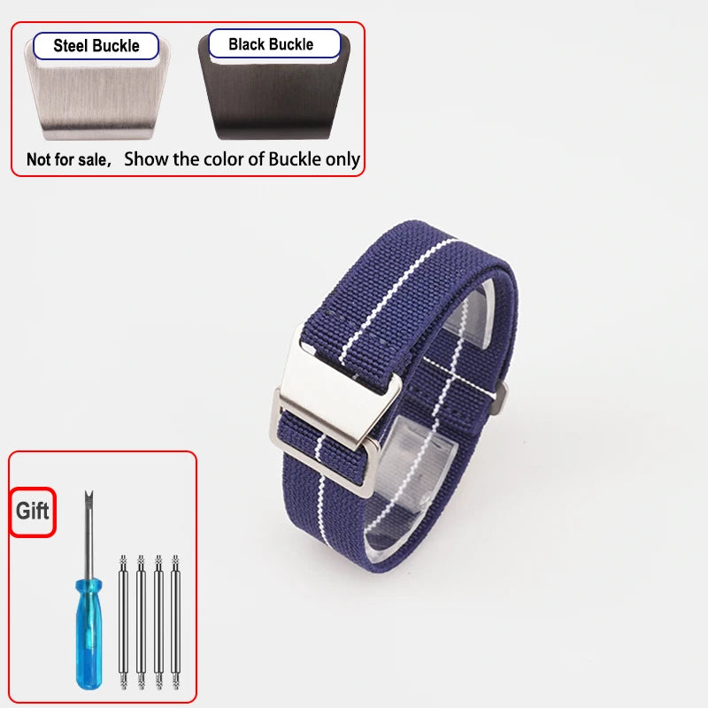Polar Elastic Nylon Parachute Watch Band — Blue / White