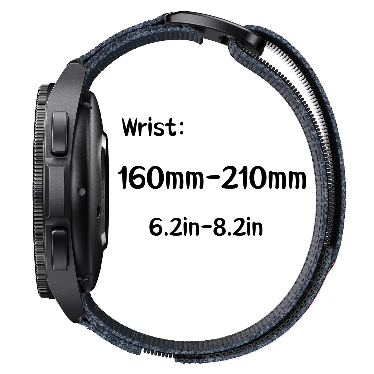 Motorola Moto Nylon Sport Loop with GO EXPLORE Patch – supplier wrist-size diagram