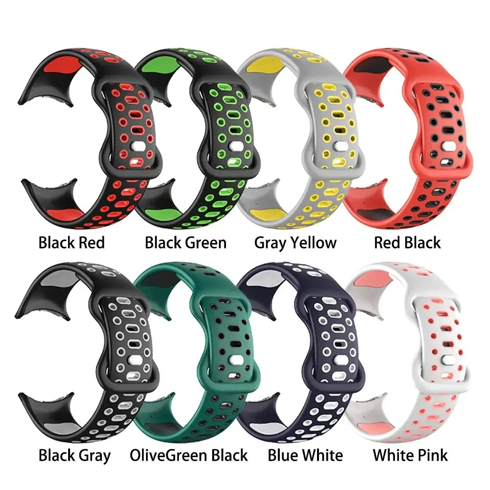 Perforated sport bands showing contrasting undersides
