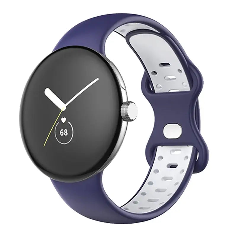 Navy and white perforated Pixel Watch band