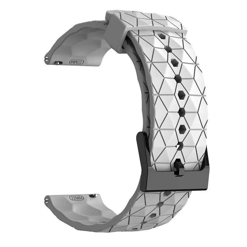 Polar Geometric Silicone Band with Black Buckle – White