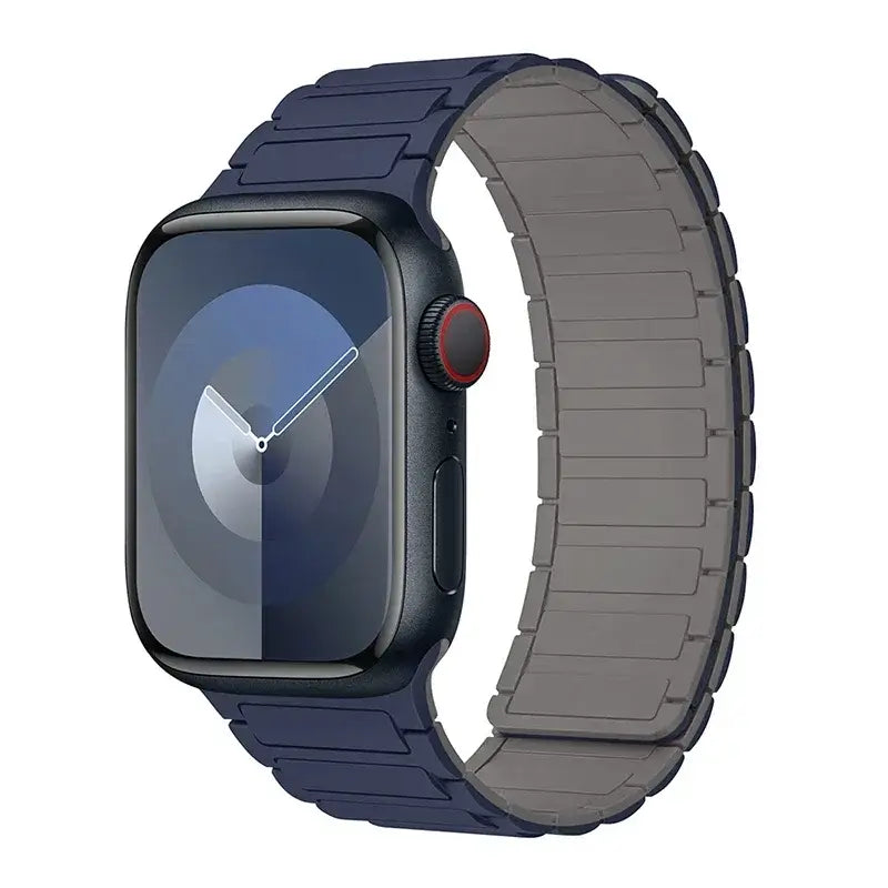 Navy / Gray segmented silicone Apple Watch band
