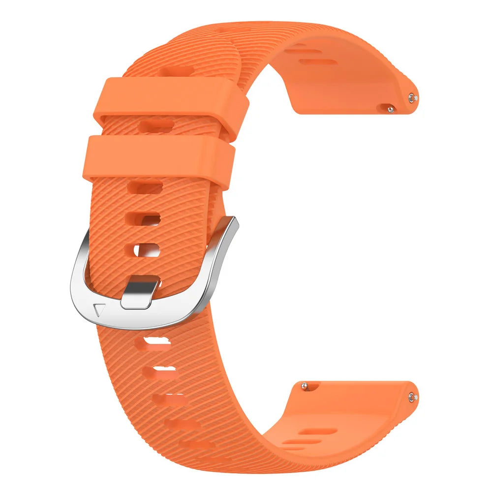 Polar Textured Silicone Sport Band in Solid and Two-Tone Colors — Orange / Silver Buckle