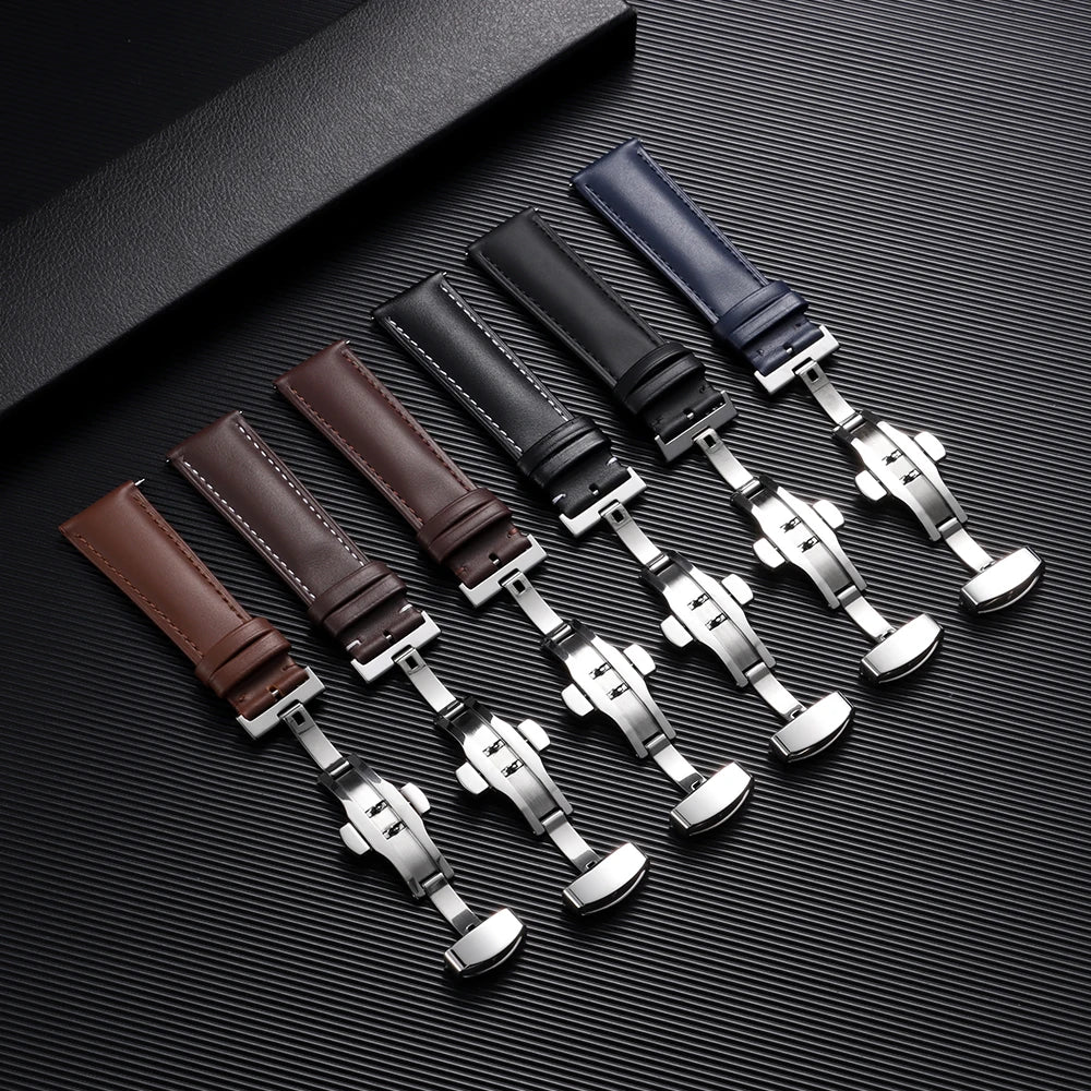 Leather Butterfly Clasp Band in all colors with butterfly clasps
