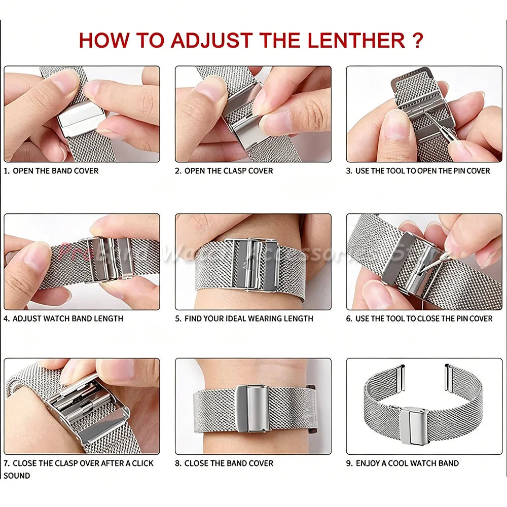 Milanese Mesh Sliding Clasp Band — how to adjust the length