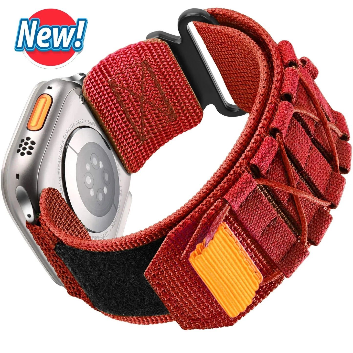 Apple Watch Nylon Strap in Red - Tactical Loop Band for active lifestyle and comfort.