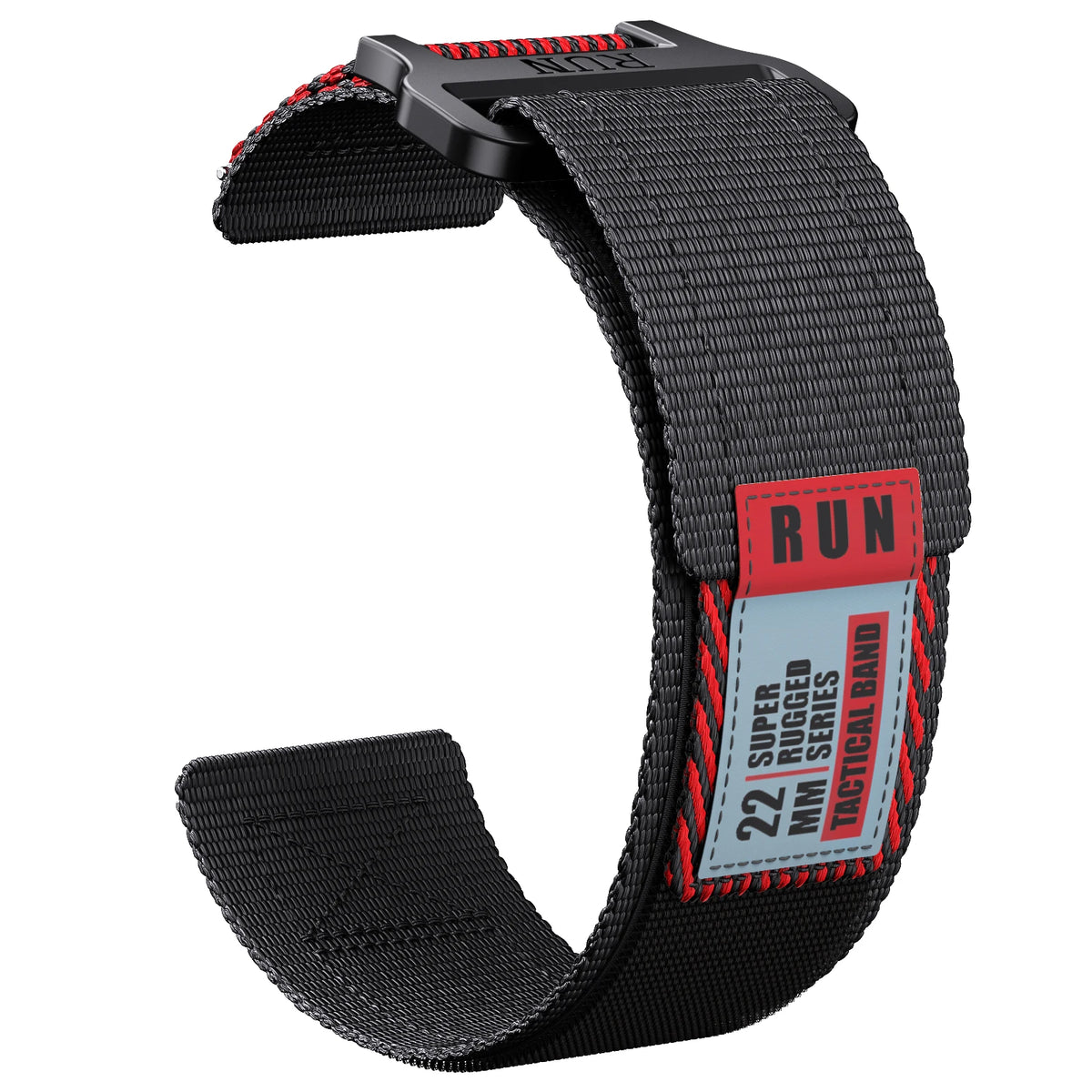 COROS Nylon Hook-and-Loop Band with Label Detail – Black / Red Accents