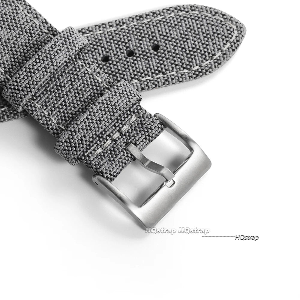 Polar Sailcloth-Style Nylon Band with Leather Lining — Gray strap and buckle detail