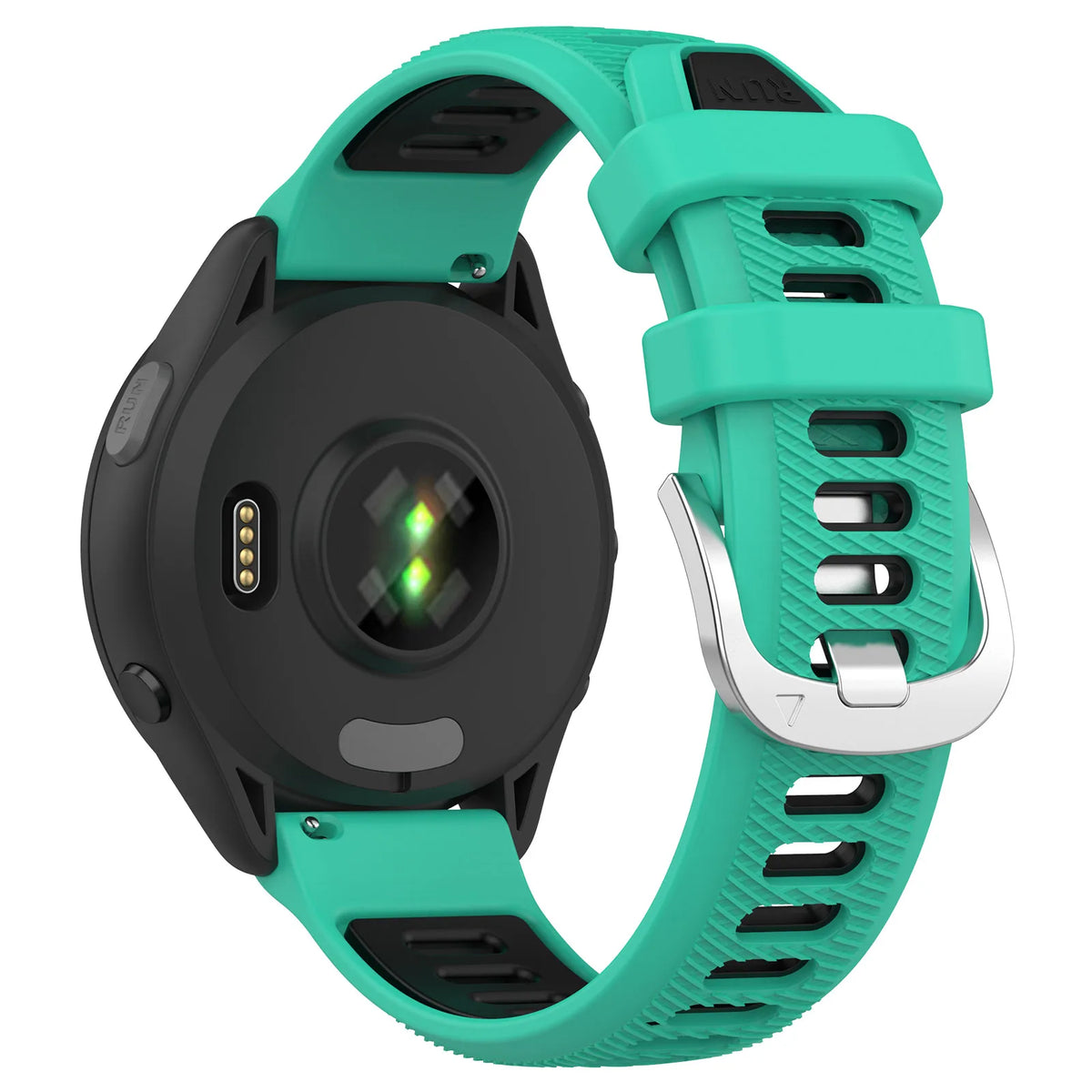 COROS Two-Tone Silicone Band with Silver Buckle – Aqua Green / Black