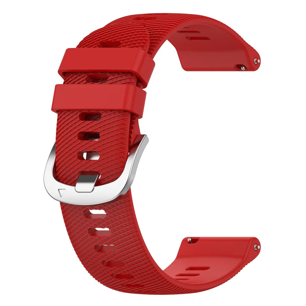 Polar Textured Silicone Sport Band in Solid and Two-Tone Colors — Red / Silver Buckle
