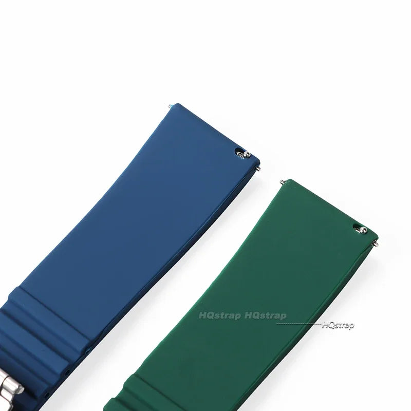 Silicone Folding Clasp Band for Motorola Moto — Blue and green silicone strap undersides