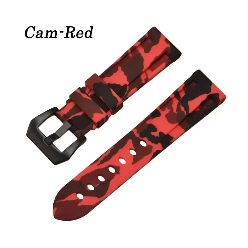 Camouflage Silicone Buckle Band in Red Camo / Black Buckle for compatible Huawei watches