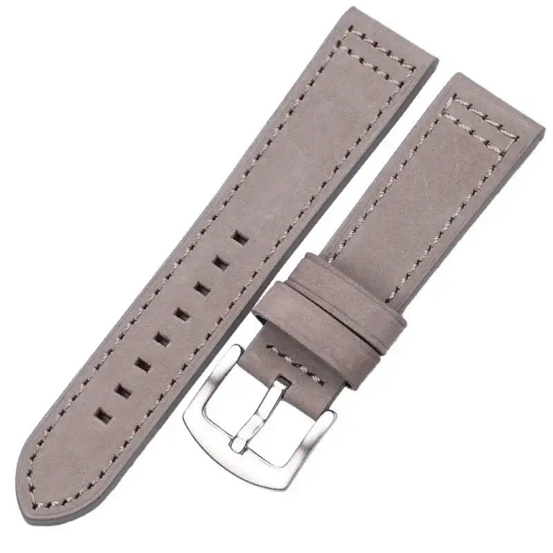 Suunto Leather Band with Square Adjustment Holes – Taupe Gray / Silver Buckle