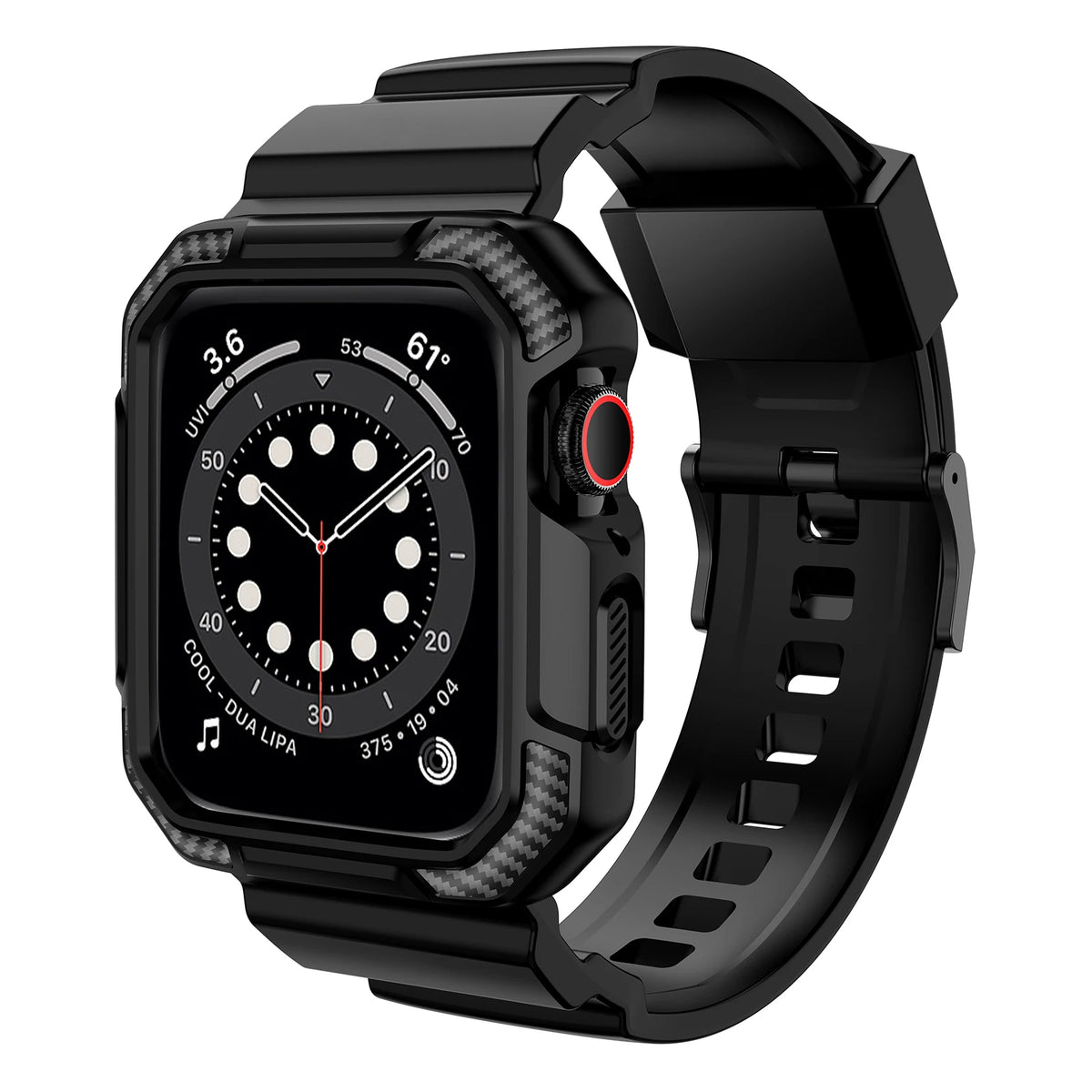 Black TPU band with integrated case for Apple Watch