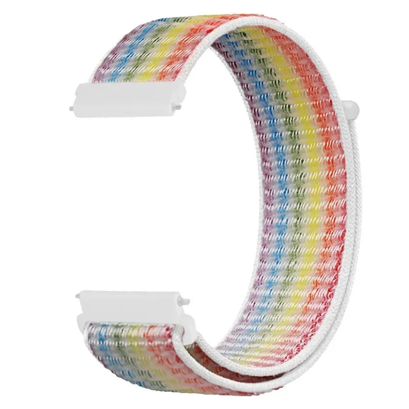 COROS Adjustable Nylon Loop Watch Band in Colors & Camo - White Rainbow Stripes